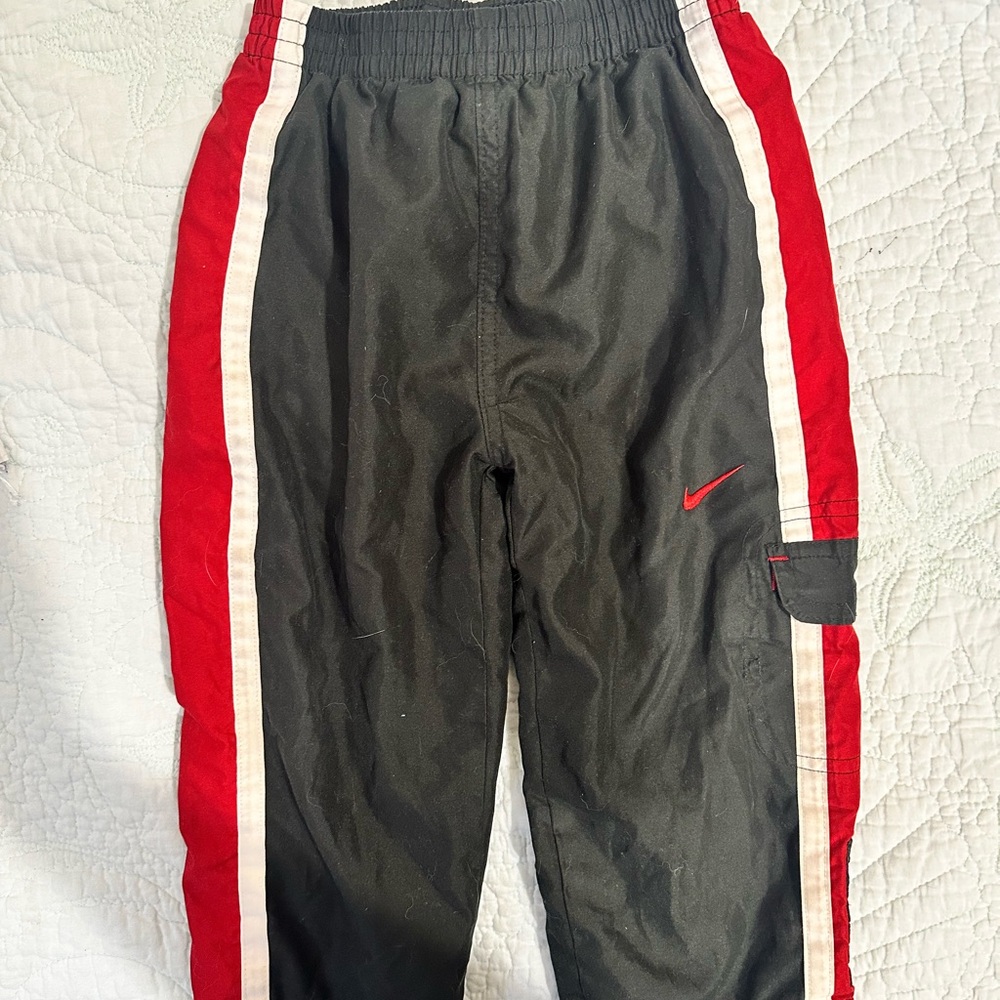 Nike Y2K Black Joggers with Red Stripes